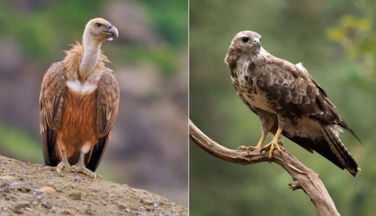 Photo comparing vulture (on the left) and buzzard (on the right)