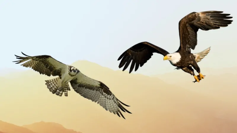 The Image Shows a Hawk and An Eagle Flying, Highlighting the Differences Between Hawks and Eagles